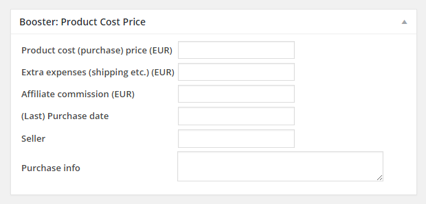 Booster for Woocommerce Product Costs Per Product Backend