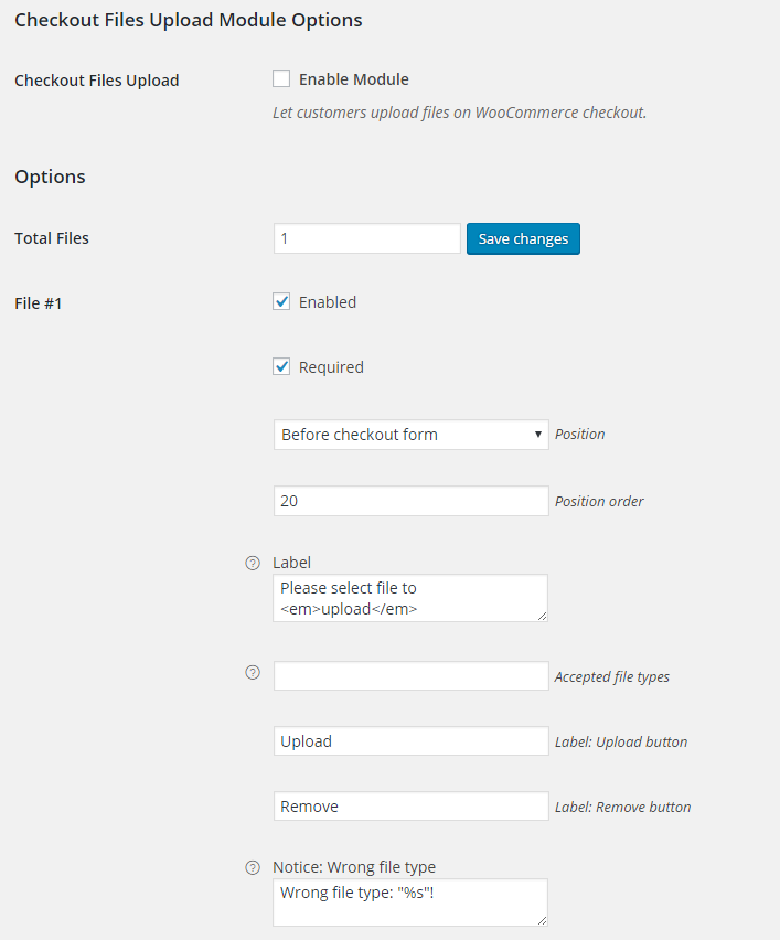 WooCommerce Checkout Files Upload - Backend