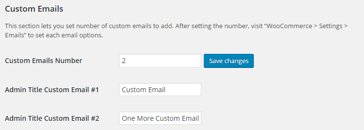 WooCommerce Emails - Admin Settings - Custom Emails