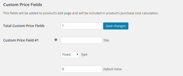 WooCommerce Product Cost Price - Admin Settings - Custom Price Fields