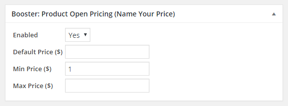 WooCommerce Product Open Pricing (Name Your Price) - Backend - Product Edit