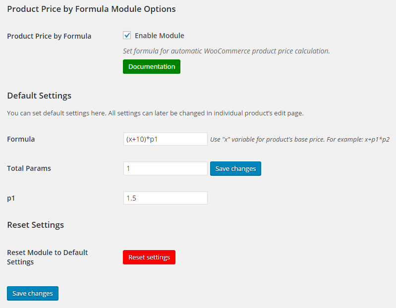 WooCommerce Product Price by Formula - Admin Settings