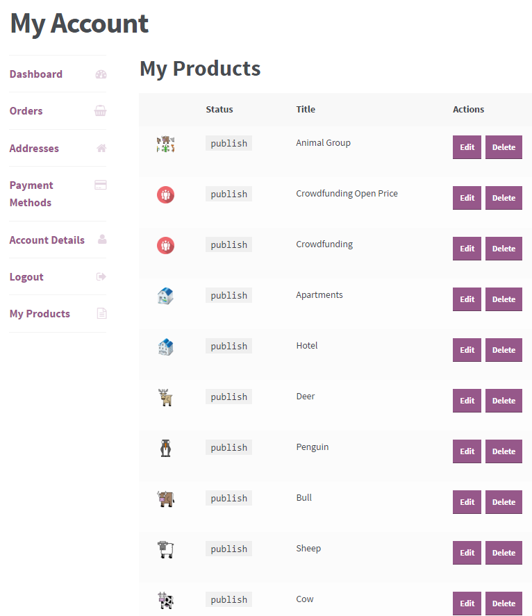 WooCommerce Product by User - My Account