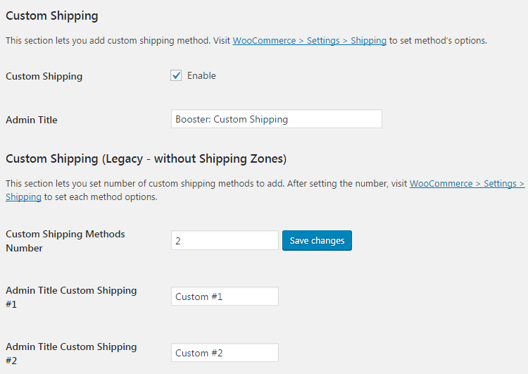 WooCommerce Shipping - Admin Settings - Custom Shipping Methods