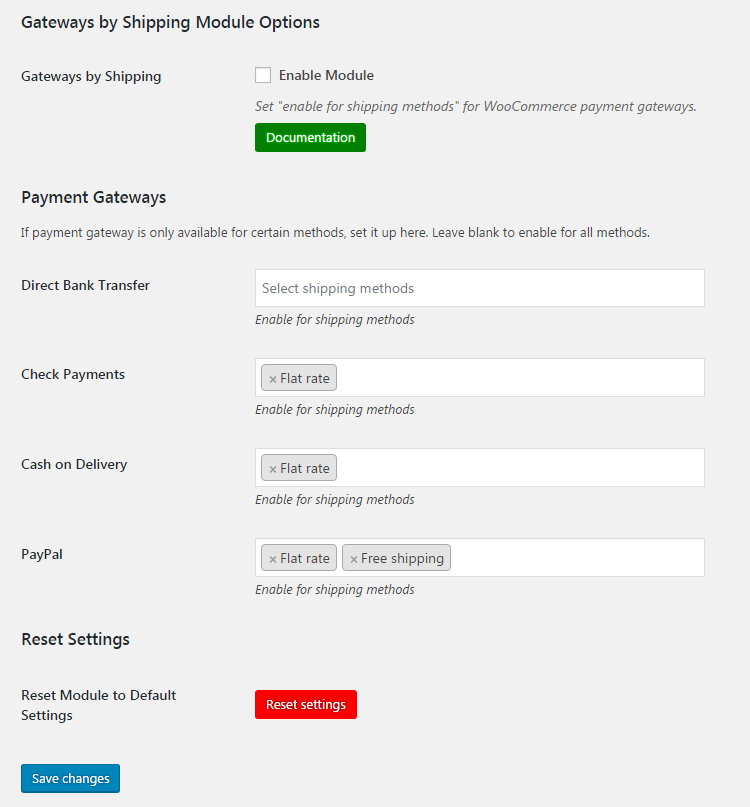 WooCommerce Payment Gateways by Shipping