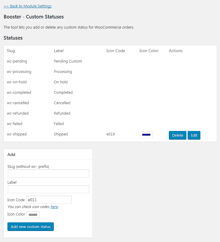 WooCommerce Order Custom Statuses - Custom Statuses Tool