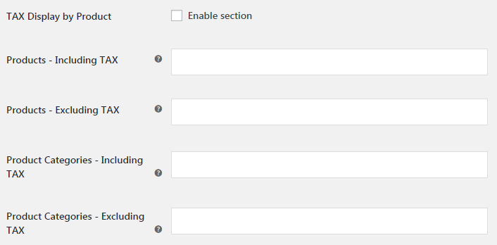 WooCommerce Tax Display - Admin Settings - TAX Display by Product
