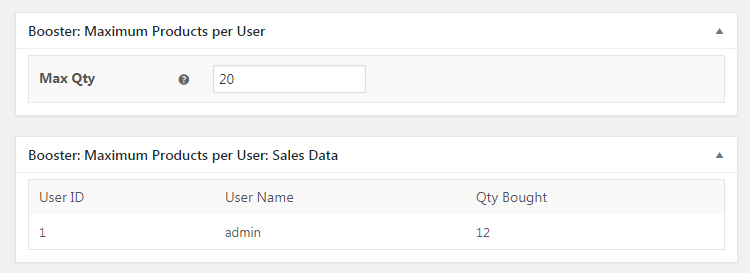 WooCommerce Maximum Products per User - Admin Settings - Per Product - Meta boxes